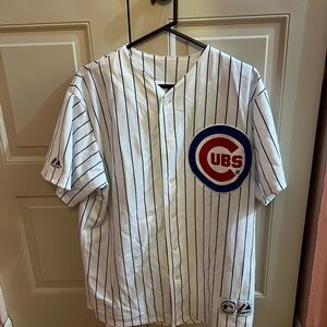 Majestic Navy and White Pinstripe Jersey